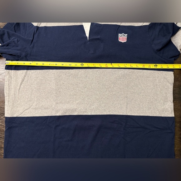 Polo by Ralph Lauren Navy and Gray Striped Rugby Shirt - Picture 2 of 3